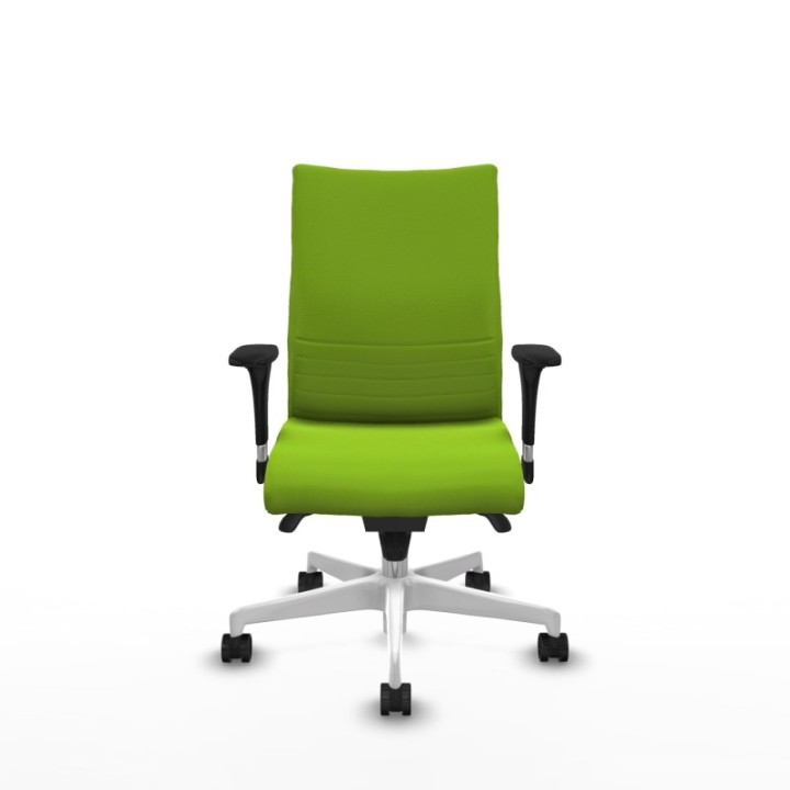 Albacete confidente XL sincro similpiel pistacho brazos 1D cromados base blanca ruedas 65 mm nailon