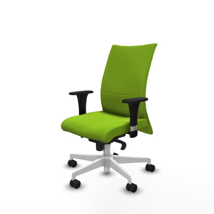 Albacete confidente XL sincro similpiel pistacho brazos 1D cromados base blanca ruedas 65 mm nailon