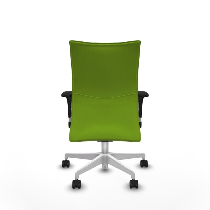 Albacete confidente XL sincro similpiel pistacho brazos 1D cromados base blanca ruedas 65 mm nailon