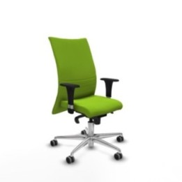 Albacete confidente XL sincro similpiel pistacho brazos 1D cromados base aluminio ruedas 65mm engomadas