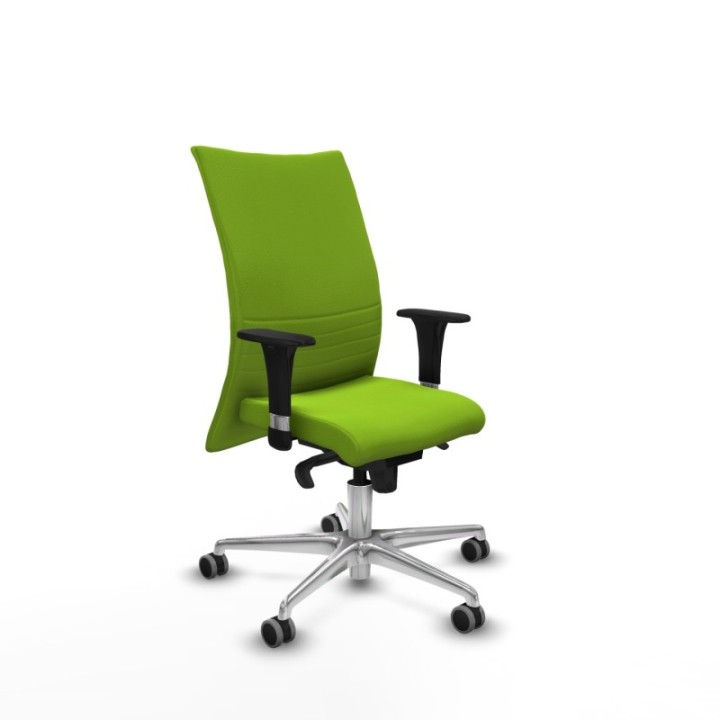 Albacete confidente XL sincro similpiel pistacho brazos 1D cromados base aluminio ruedas 65mm engomadas