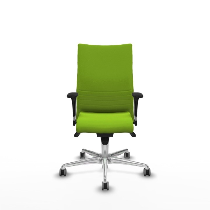 Albacete confidente XL sincro similpiel pistacho brazos 1D cromados base aluminio ruedas 65mm engomadas