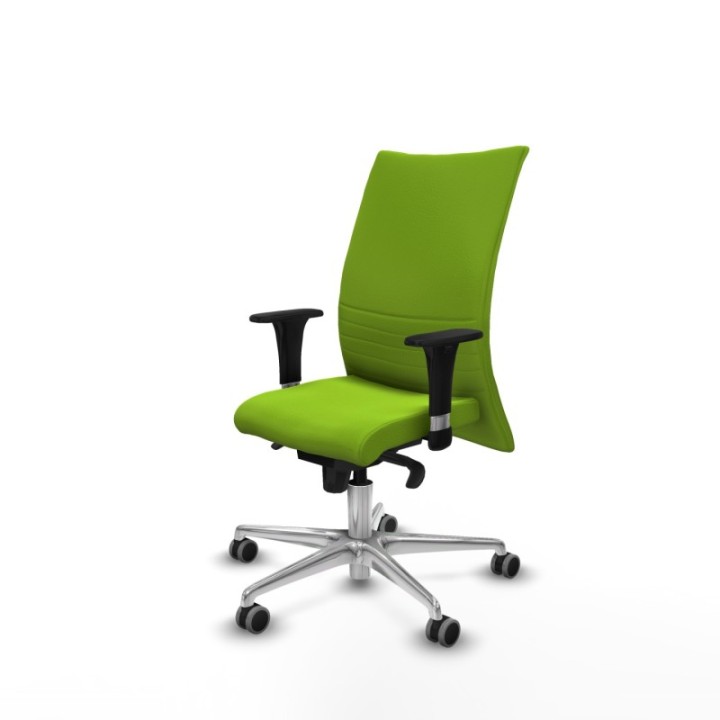 Albacete confidente XL sincro similpiel pistacho brazos 1D cromados base aluminio ruedas 65mm engomadas