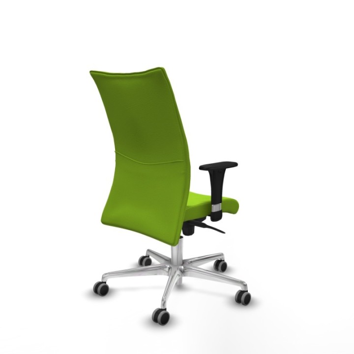 Albacete confidente XL sincro similpiel pistacho brazos 1D cromados base aluminio ruedas 65mm engomadas