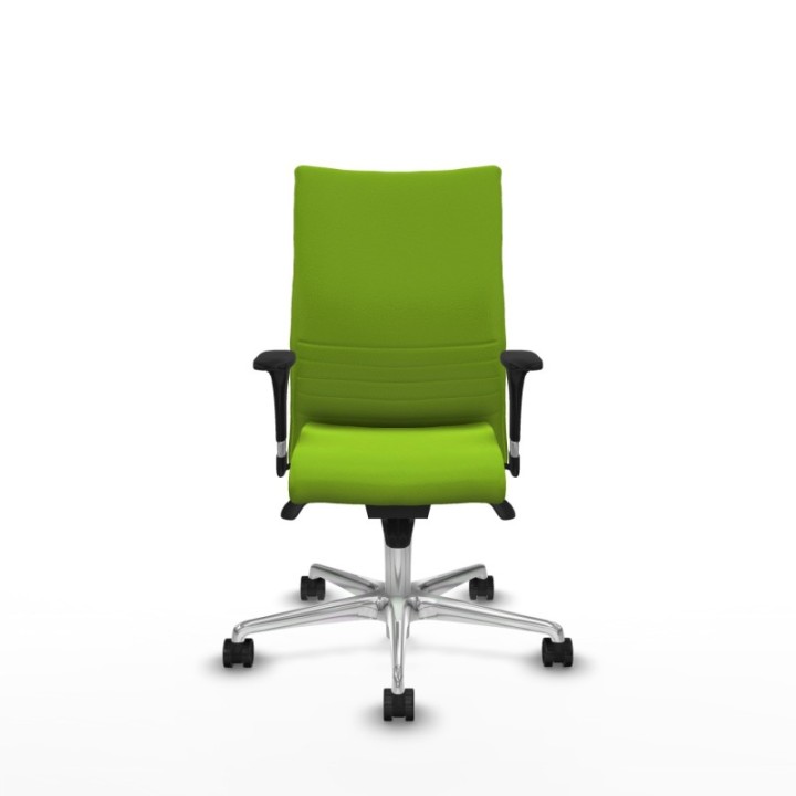 Albacete confidente XL sincro similpiel pistacho brazos 1D cromados base aluminio ruedas 65 mm nailon