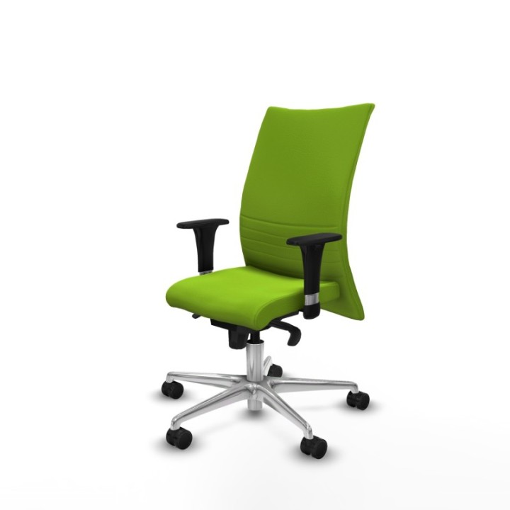 Albacete confidente XL sincro similpiel pistacho brazos 1D cromados base aluminio ruedas 65 mm nailon