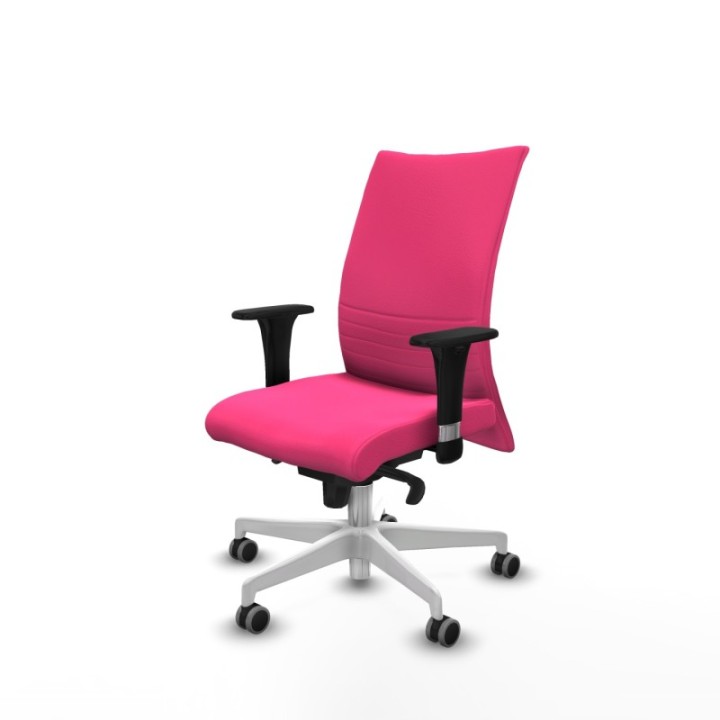 Albacete confidente XL sincro similpiel rosa brazos 1D cromados base blanca ruedas 65mm engomadas