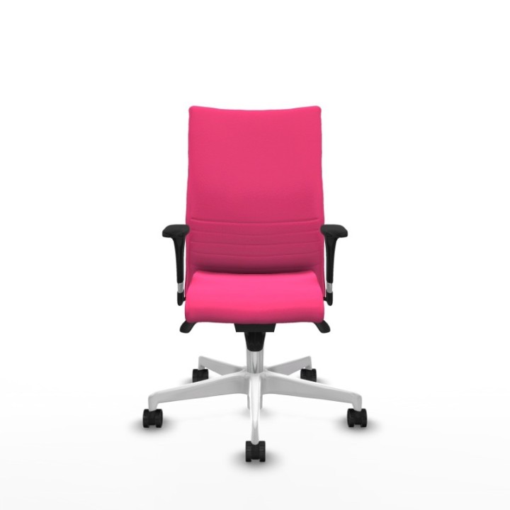 Albacete confidente XL sincro similpiel rosa brazos 1D cromados base blanca ruedas 65 mm nailon