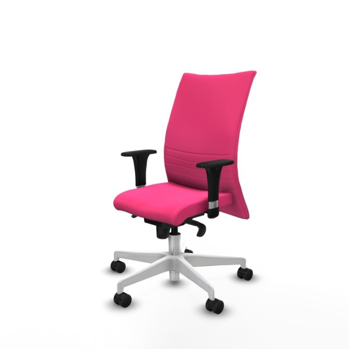 Albacete confidente XL sincro similpiel rosa brazos 1D cromados base blanca ruedas 65 mm nailon