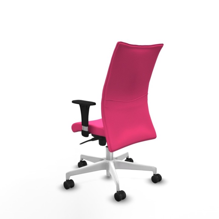 Albacete confidente XL sincro similpiel rosa brazos 1D cromados base blanca ruedas 65 mm nailon