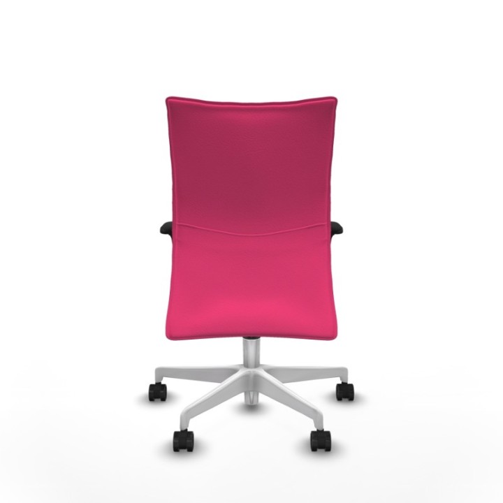 Albacete confidente XL sincro similpiel rosa brazos 1D cromados base blanca ruedas 65 mm nailon