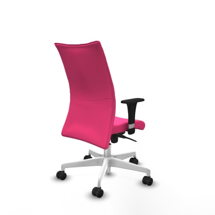 Albacete confidente XL sincro similpiel rosa brazos 1D cromados base blanca ruedas 65 mm nailon