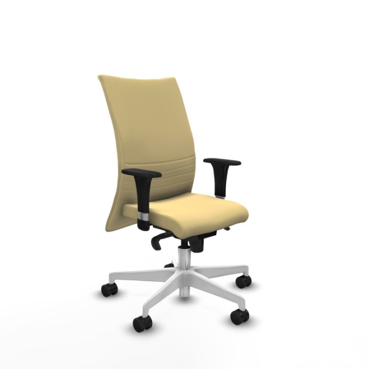 Albacete confidente XL sincro similpiel crema brazos 1D cromados base blanca ruedas 65 mm nailon