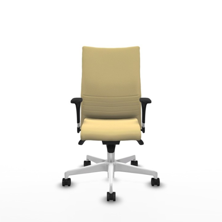 Albacete confidente XL sincro similpiel crema brazos 1D cromados base blanca ruedas 65 mm nailon