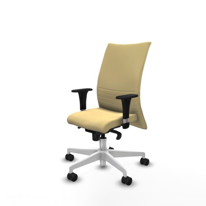 Albacete confidente XL sincro similpiel crema brazos 1D cromados base blanca ruedas 65 mm nailon