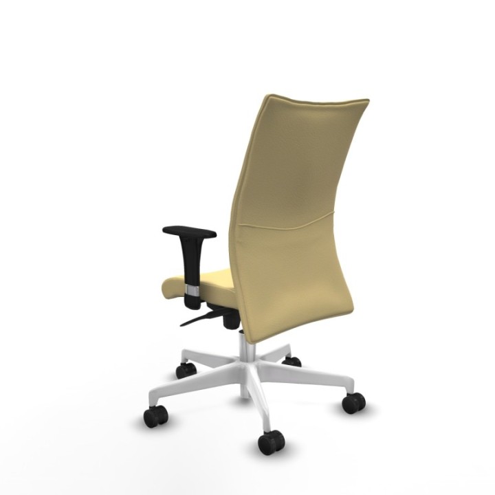 Albacete confidente XL sincro similpiel crema brazos 1D cromados base blanca ruedas 65 mm nailon