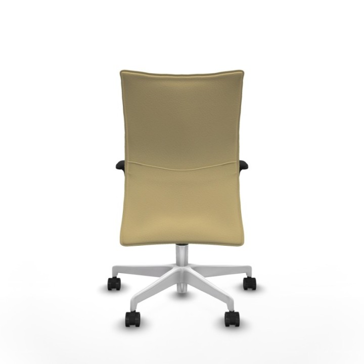 Albacete confidente XL sincro similpiel crema brazos 1D cromados base blanca ruedas 65 mm nailon