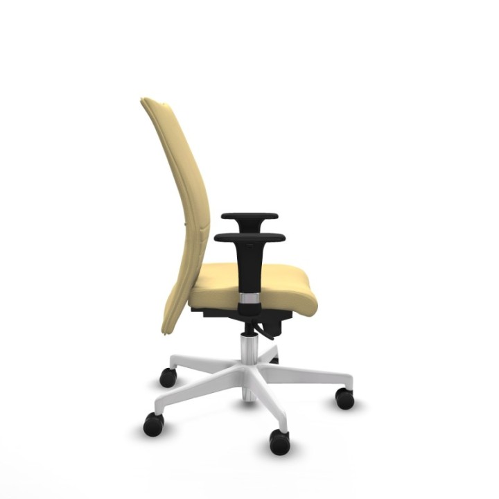 Albacete confidente XL sincro similpiel crema brazos 1D cromados base blanca ruedas 65 mm nailon