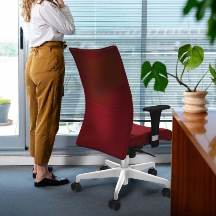 Albacete confidente XL sincro similpiel crema brazos 1D cromados base blanca ruedas 65 mm nailon