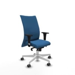 Albacete confidente XL sincro similpiel azul claro brazos 1D cromados base blanca ruedas 65mm engomadas