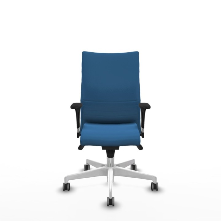 Albacete confidente XL sincro similpiel azul claro brazos 1D cromados base blanca ruedas 65mm engomadas