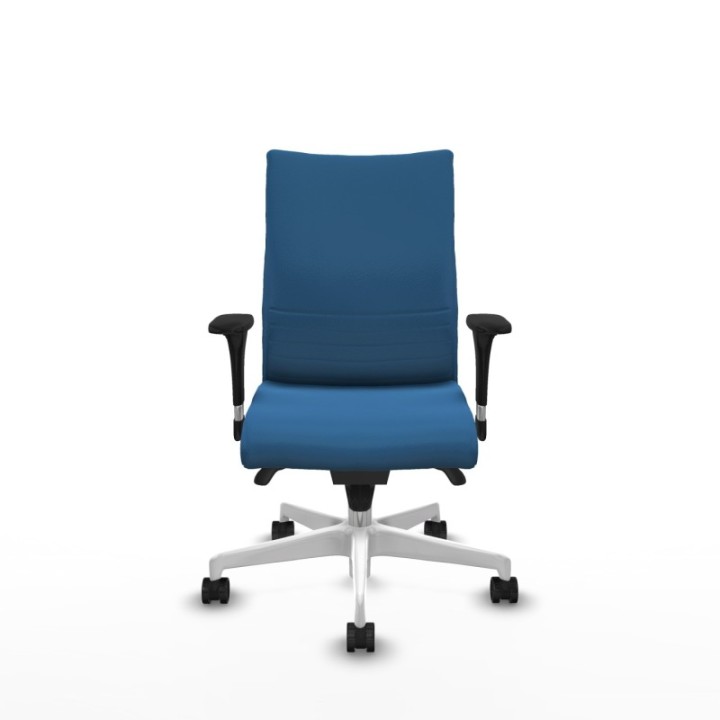 Albacete confidente XL sincro similpiel azul claro brazos 1D cromados base blanca ruedas 65 mm nailon