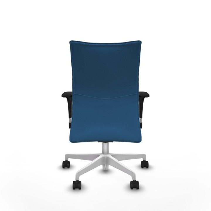 Albacete confidente XL sincro similpiel azul claro brazos 1D cromados base blanca ruedas 65 mm nailon