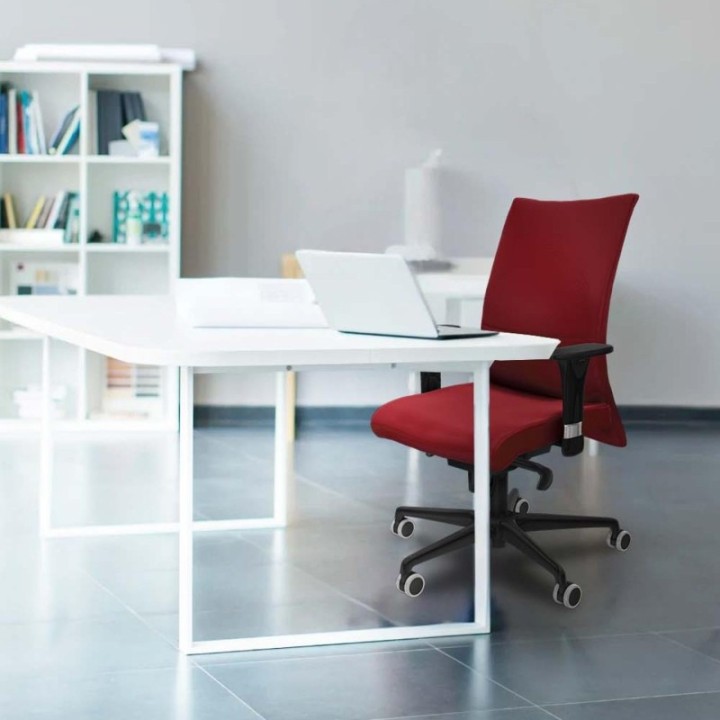 Albacete confidente XL sincro similpiel azul claro brazos 1D cromados base nailon ruedas 65mm engomadas