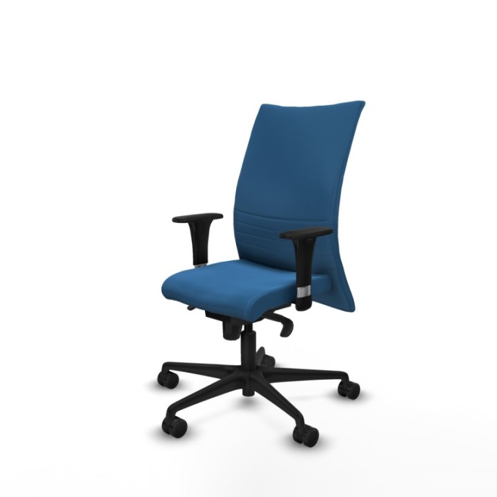 Albacete confidente XL sincro similpiel azul claro brazos 1D cromados base nailon ruedas 65 mm nailon