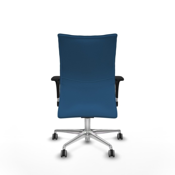 Albacete confidente XL sincro similpiel azul claro brazos 1D cromados base aluminio ruedas 65mm engomadas