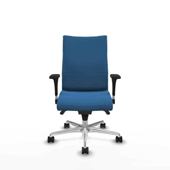 Albacete confidente XL sincro similpiel azul claro brazos 1D cromados base aluminio ruedas 65 mm nailon