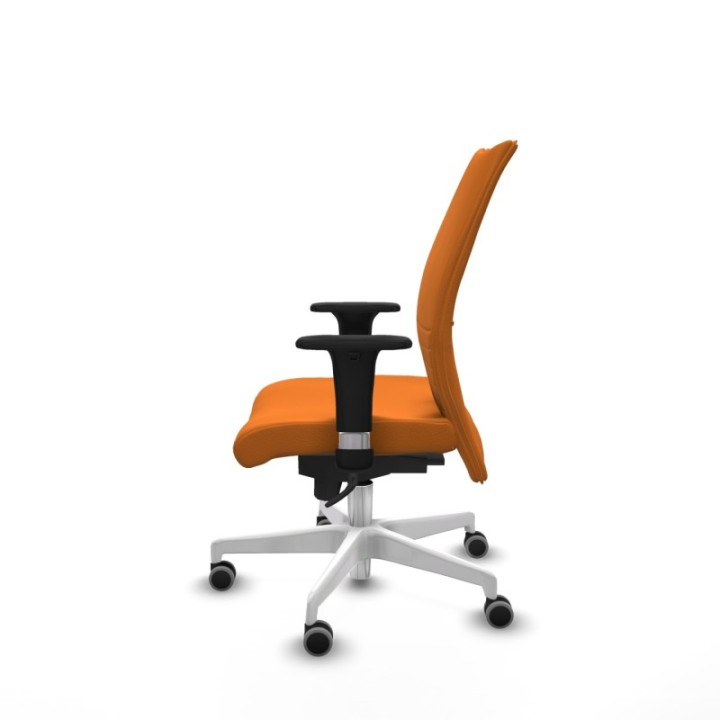 Albacete confidente XL sincro similpiel naranja brazos 1D cromados base blanca ruedas 65mm engomadas