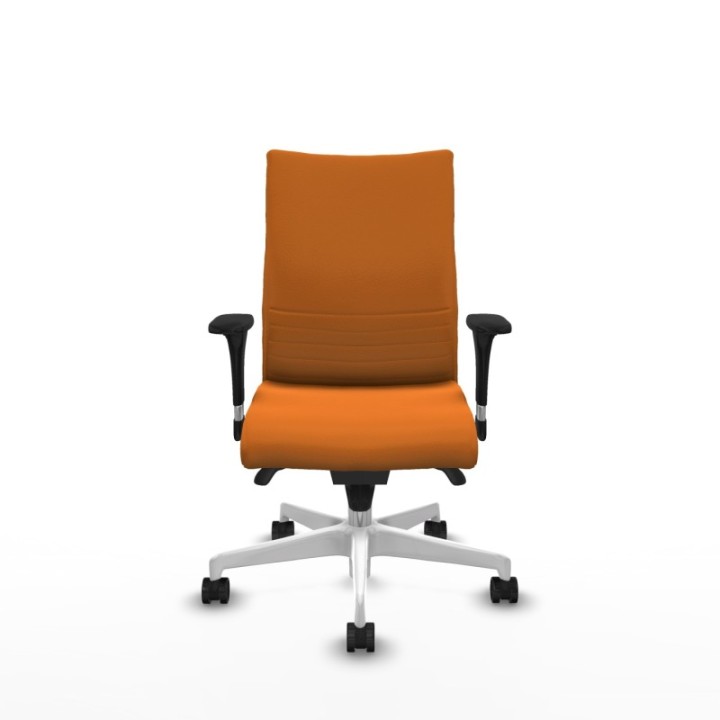 Albacete confidente XL sincro similpiel naranja brazos 1D cromados base blanca ruedas 65 mm nailon