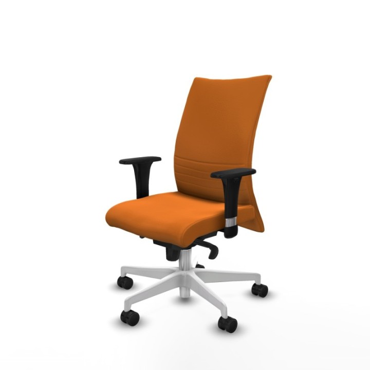 Albacete confidente XL sincro similpiel naranja brazos 1D cromados base blanca ruedas 65 mm nailon