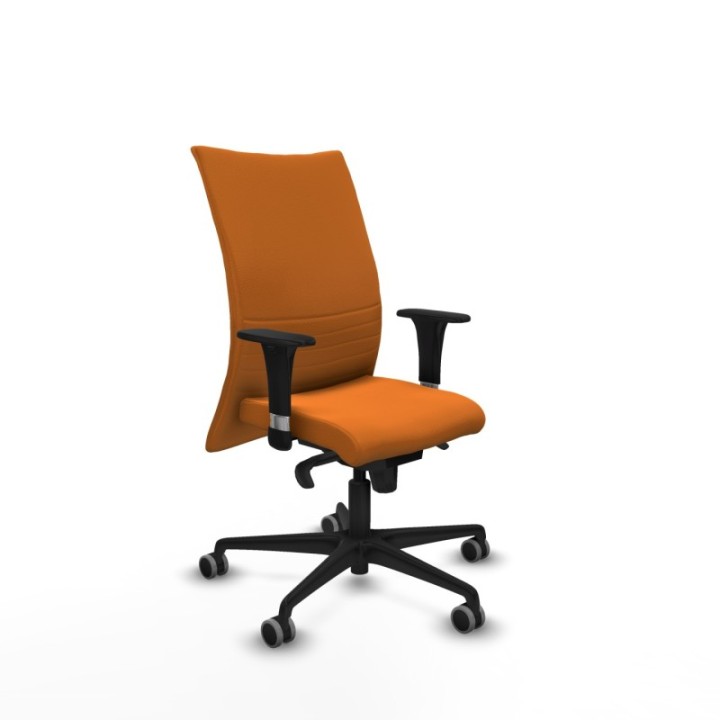 Albacete confidente XL sincro similpiel naranja brazos 1D cromados base nailon ruedas 65mm engomadas