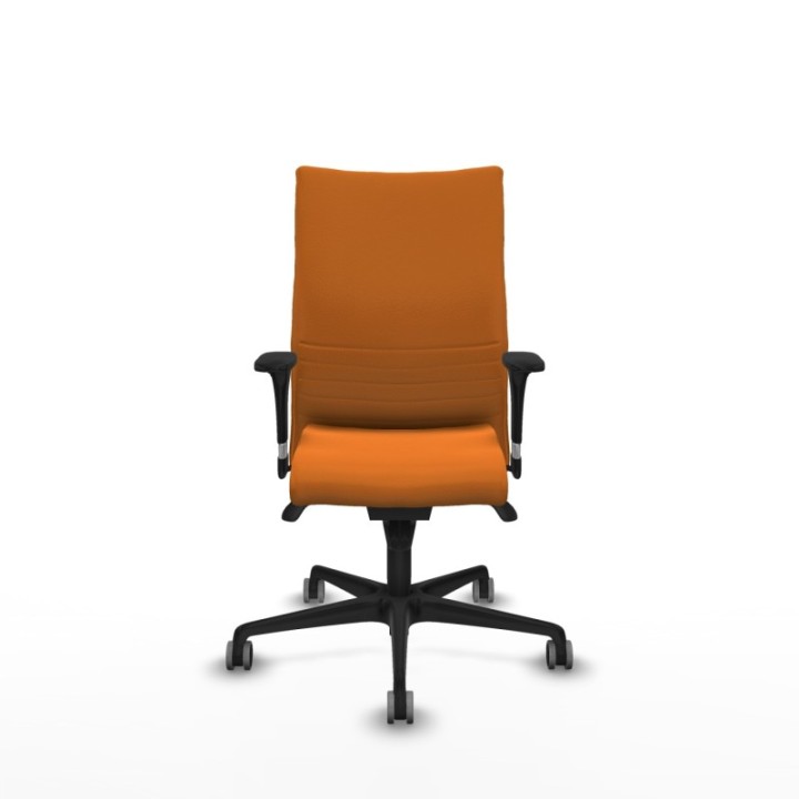 Albacete confidente XL sincro similpiel naranja brazos 1D cromados base nailon ruedas 65mm engomadas