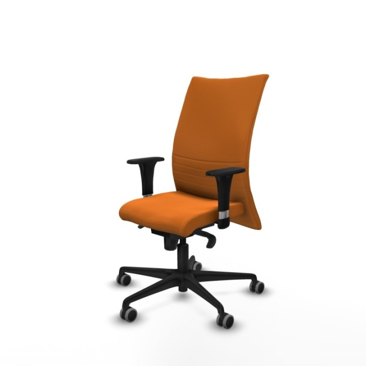 Albacete confidente XL sincro similpiel naranja brazos 1D cromados base nailon ruedas 65mm engomadas