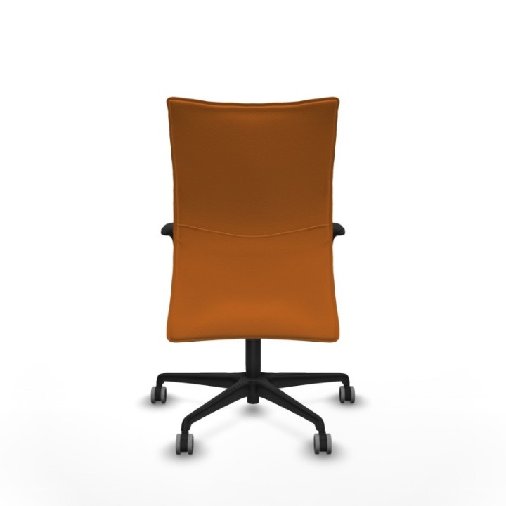 Albacete confidente XL sincro similpiel naranja brazos 1D cromados base nailon ruedas 65mm engomadas