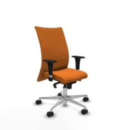 Albacete confidente XL sincro similpiel naranja brazos 1D cromados base aluminio ruedas 65 mm nailon