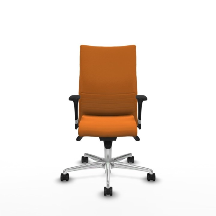 Albacete confidente XL sincro similpiel naranja brazos 1D cromados base aluminio ruedas 65 mm nailon