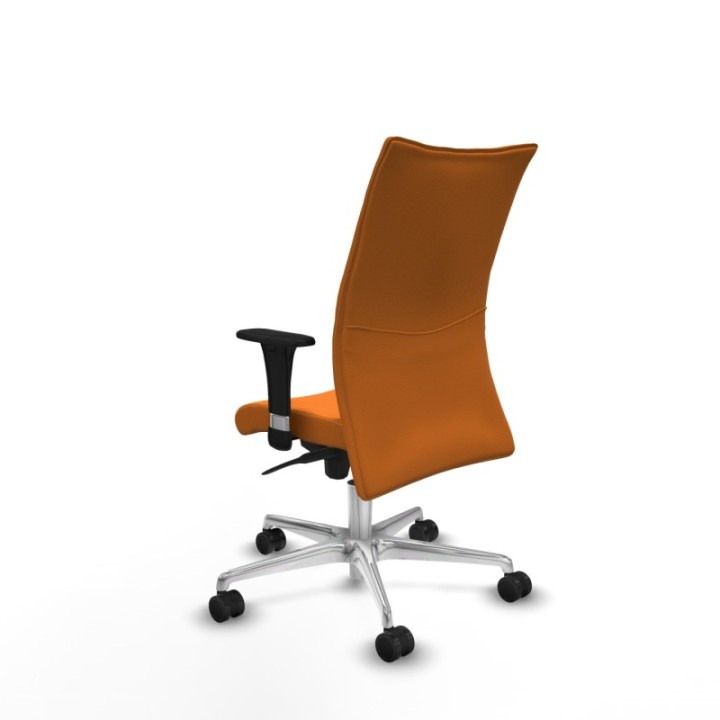 Albacete confidente XL sincro similpiel naranja brazos 1D cromados base aluminio ruedas 65 mm nailon