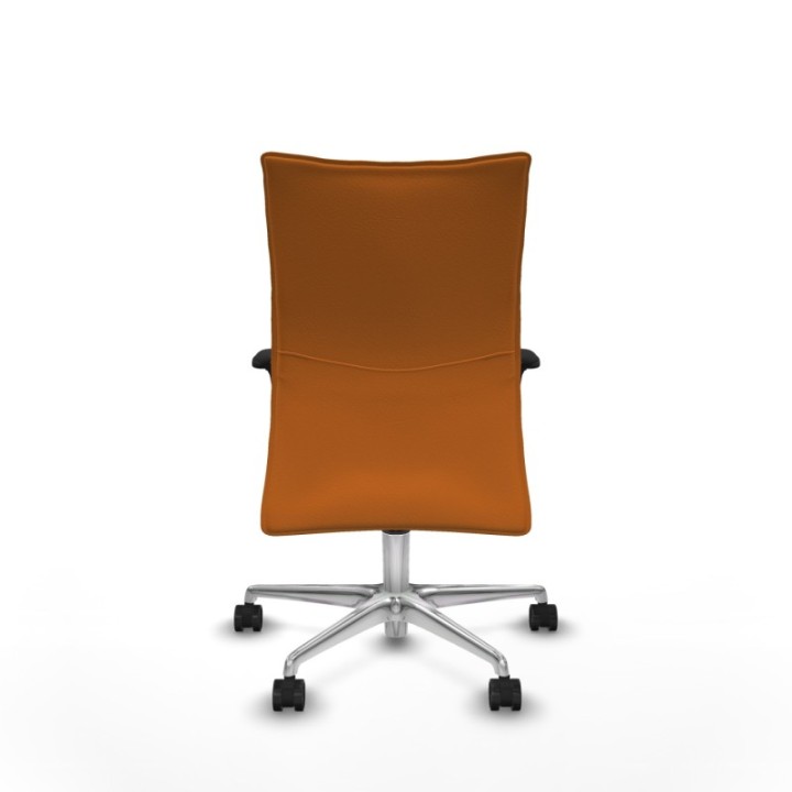 Albacete confidente XL sincro similpiel naranja brazos 1D cromados base aluminio ruedas 65 mm nailon