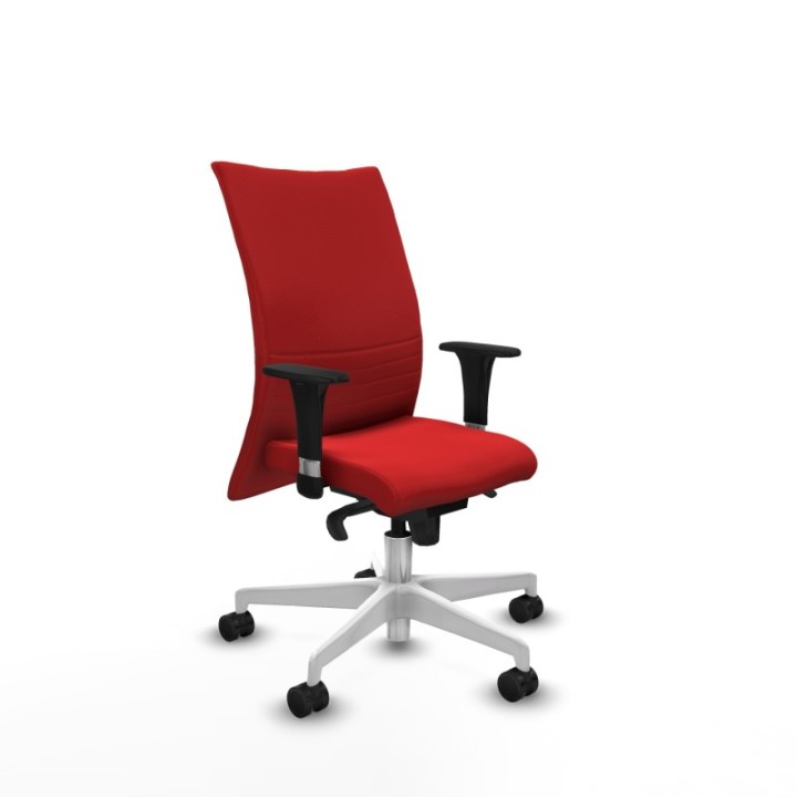 Albacete confidente XL sincro similpiel rojo brazos 1D cromados base blanca ruedas 65 mm nailon