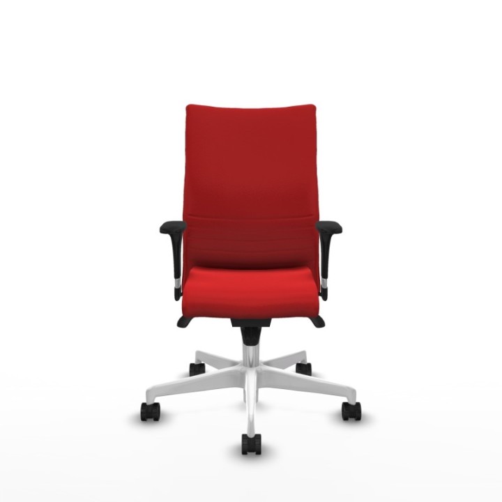 Albacete confidente XL sincro similpiel rojo brazos 1D cromados base blanca ruedas 65 mm nailon