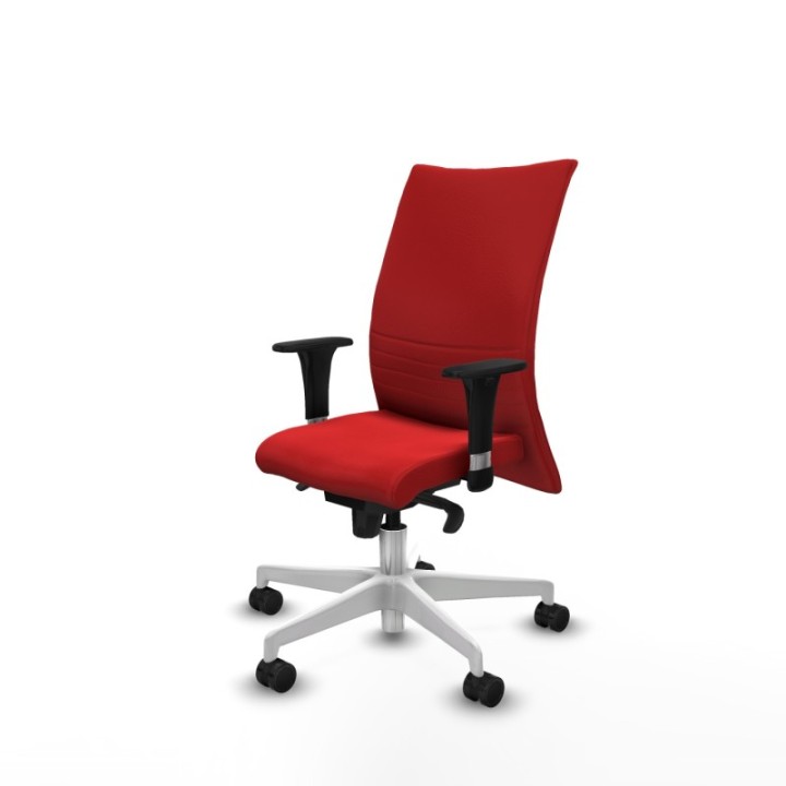 Albacete confidente XL sincro similpiel rojo brazos 1D cromados base blanca ruedas 65 mm nailon