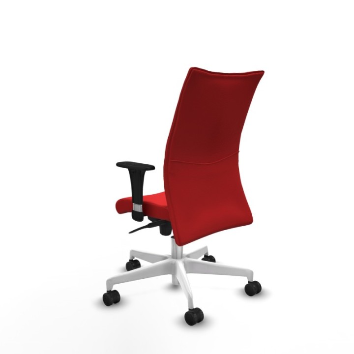 Albacete confidente XL sincro similpiel rojo brazos 1D cromados base blanca ruedas 65 mm nailon