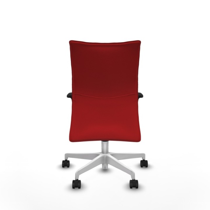 Albacete confidente XL sincro similpiel rojo brazos 1D cromados base blanca ruedas 65 mm nailon