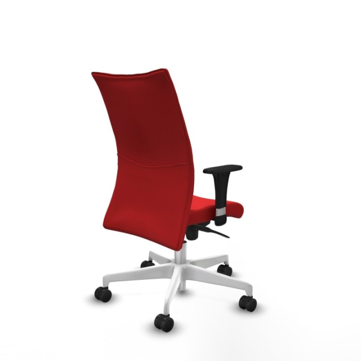 Albacete confidente XL sincro similpiel rojo brazos 1D cromados base blanca ruedas 65 mm nailon