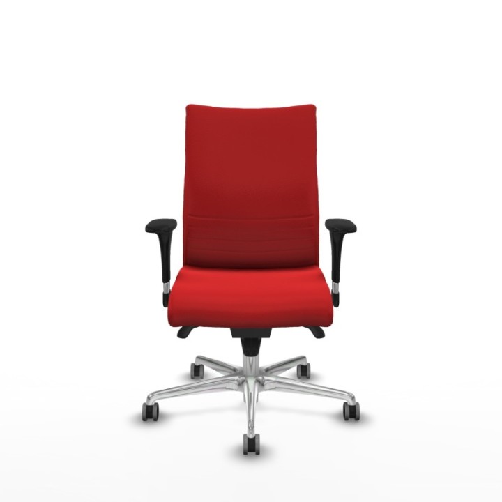 Albacete confidente XL sincro similpiel rojo brazos 1D cromados base aluminio ruedas 65mm engomadas