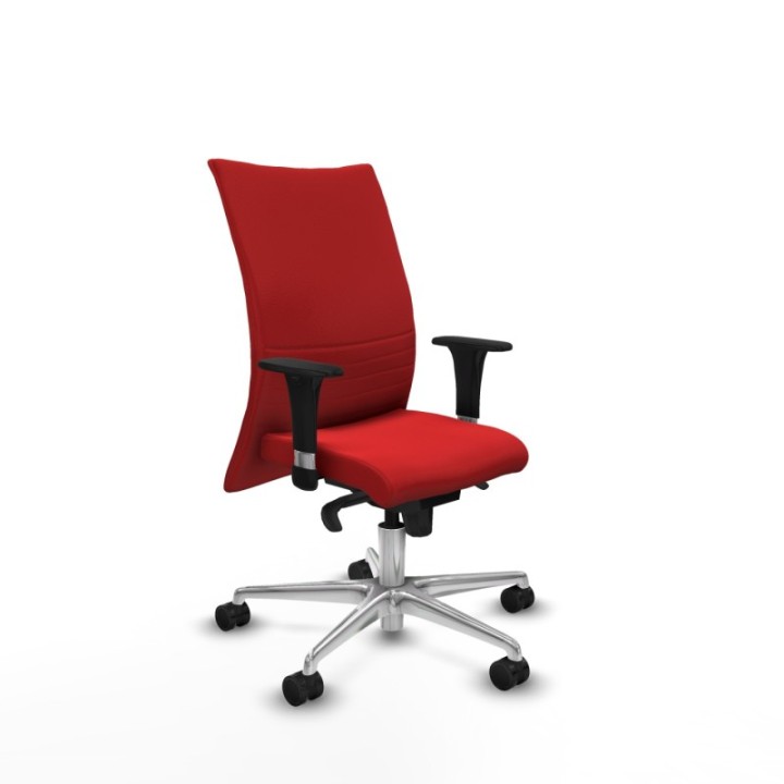 Albacete confidente XL sincro similpiel rojo brazos 1D cromados base aluminio ruedas 65 mm nailon